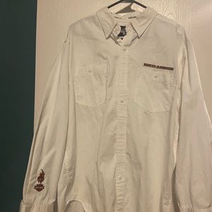 Haley Davidson Button Up Shirt White